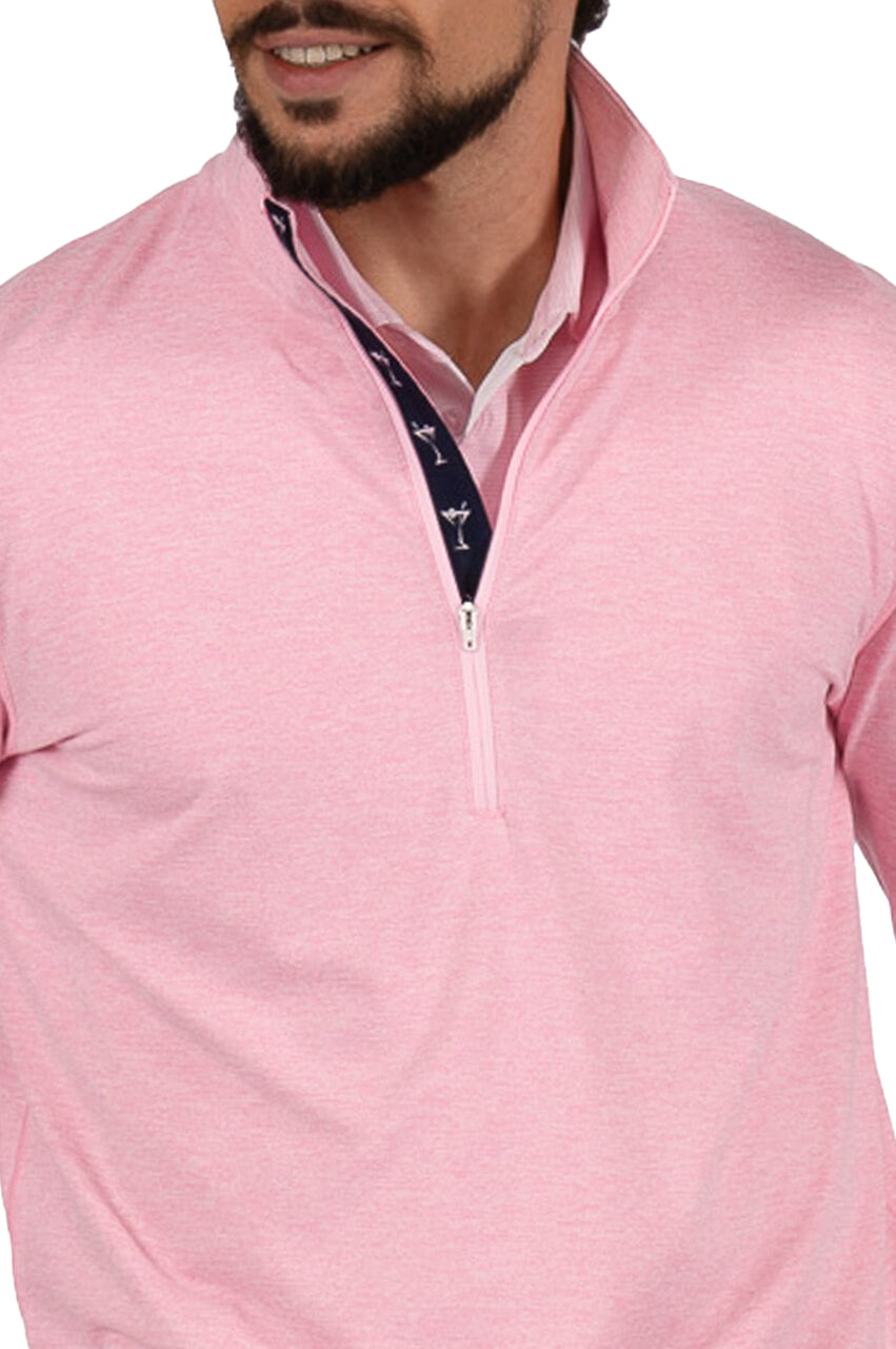 Men's Heathered Pink Quarter Zip Pullover