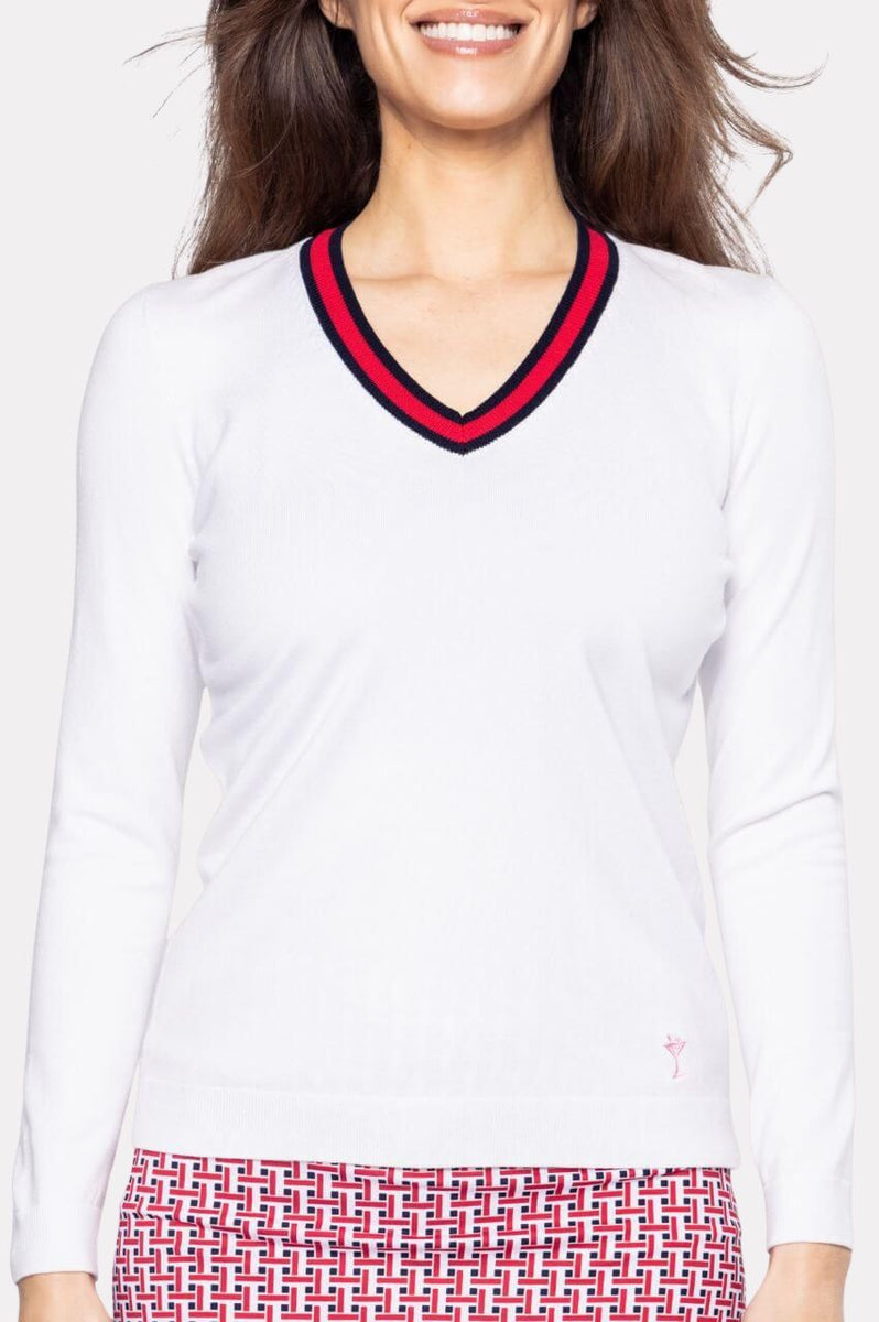 Red White and Blue Golf Sweater | Women