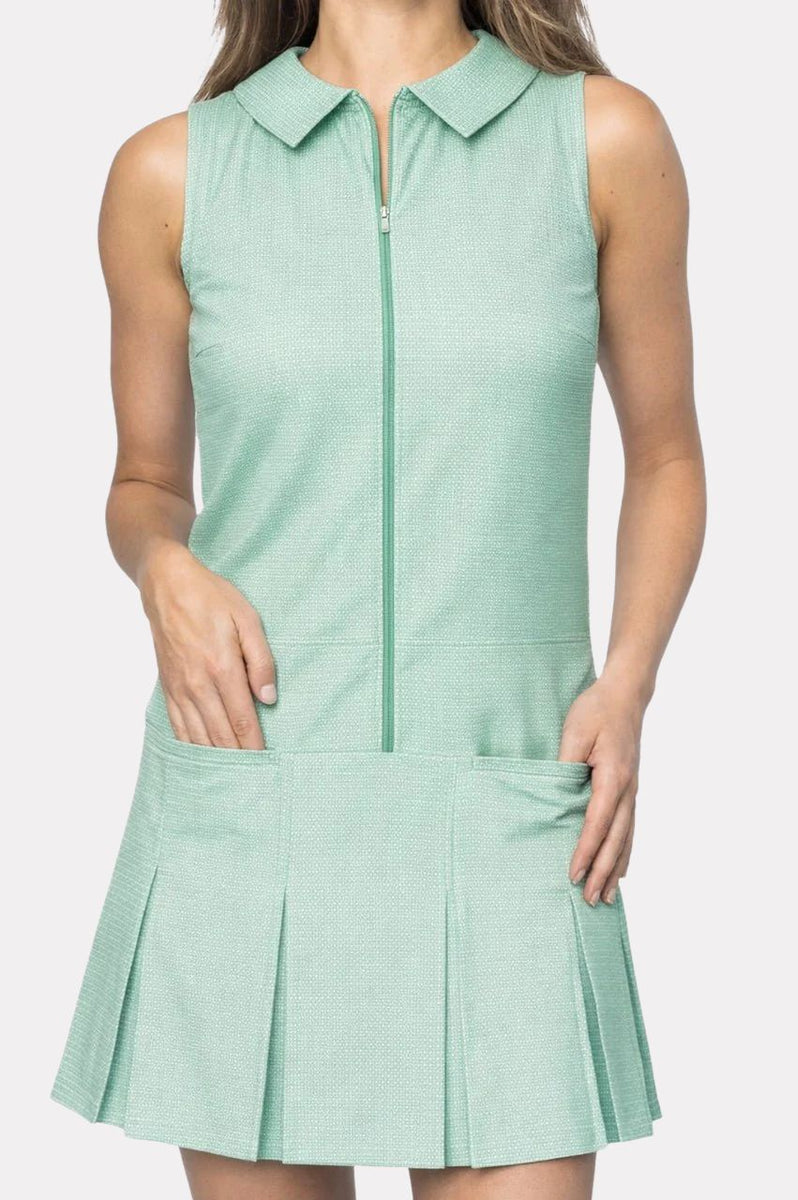 Green Plaid Pleated Dress