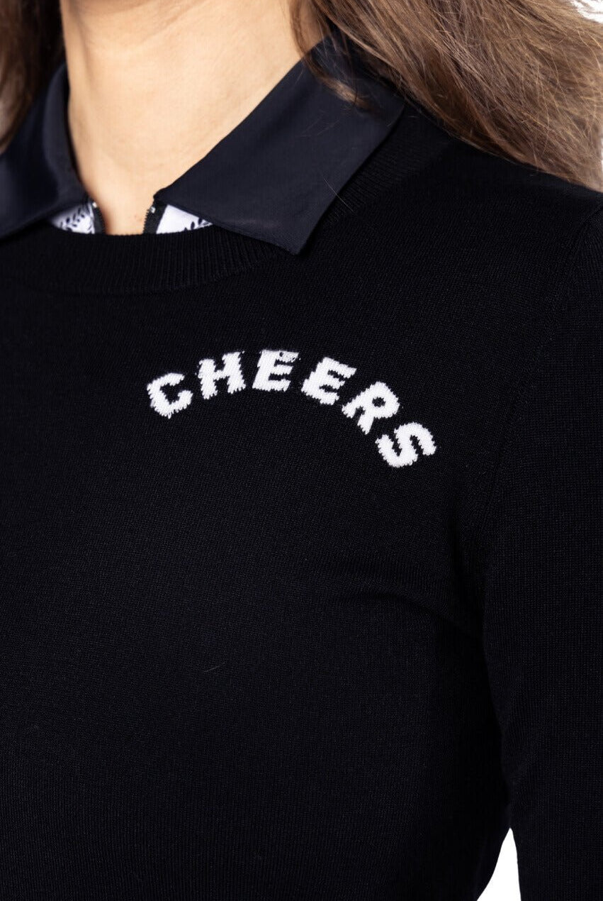 Black CHEERS Crewneck Sweater - GolftiniSweaters