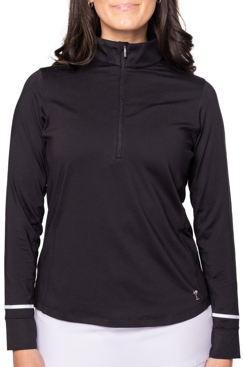 Black Fabulous Mock Pullover - GolftiniTops