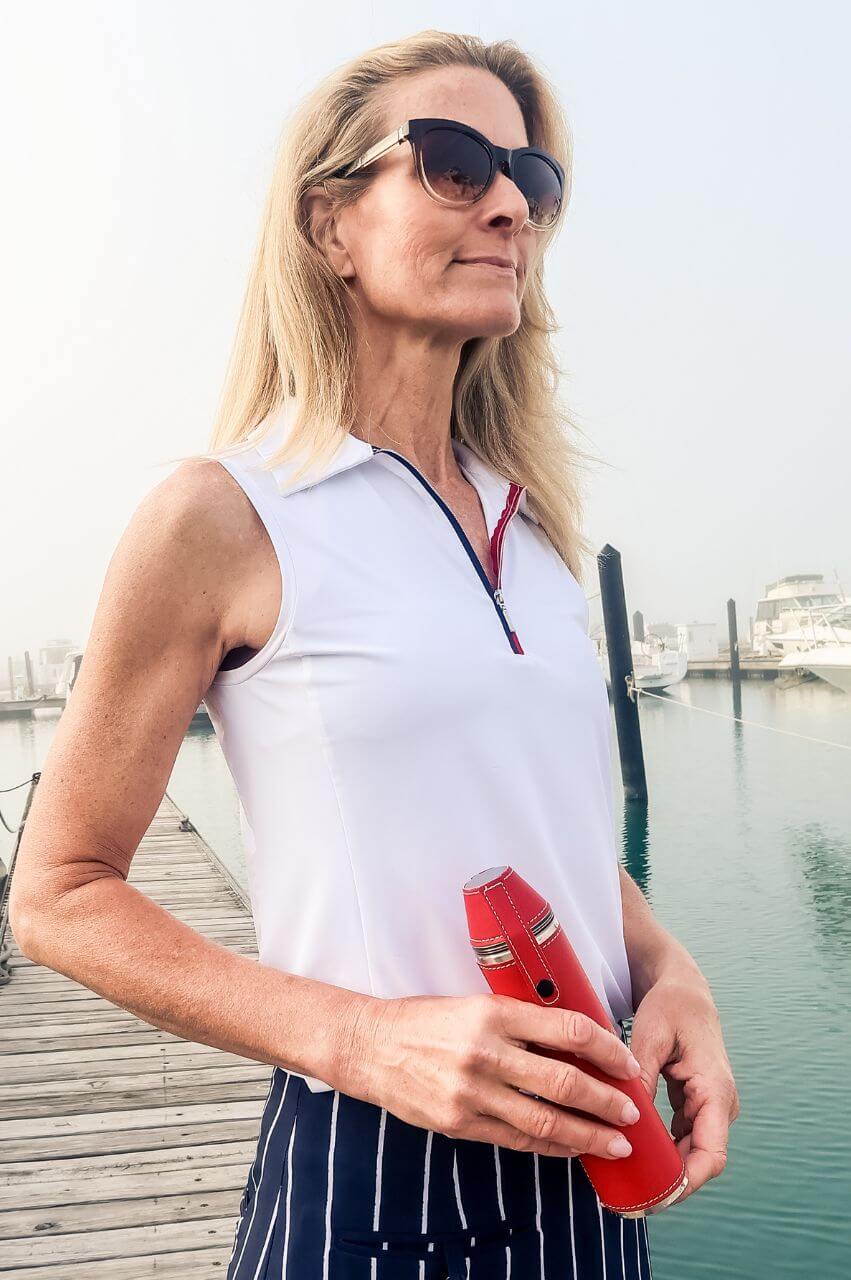 Firecracker Sleeveless Cool Girl Polo - GolftiniTops