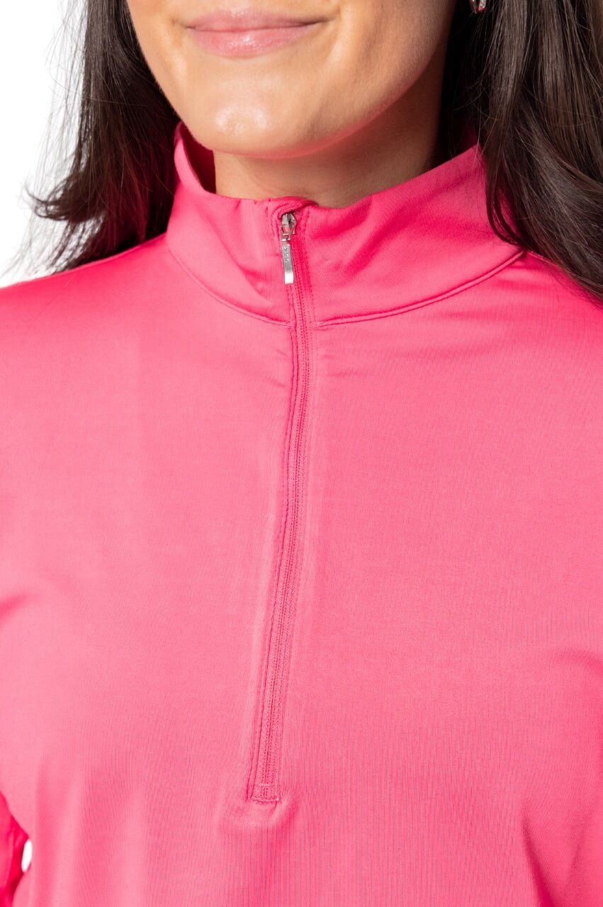 Hot Pink Fabulous Mock Pullover - GolftiniTops