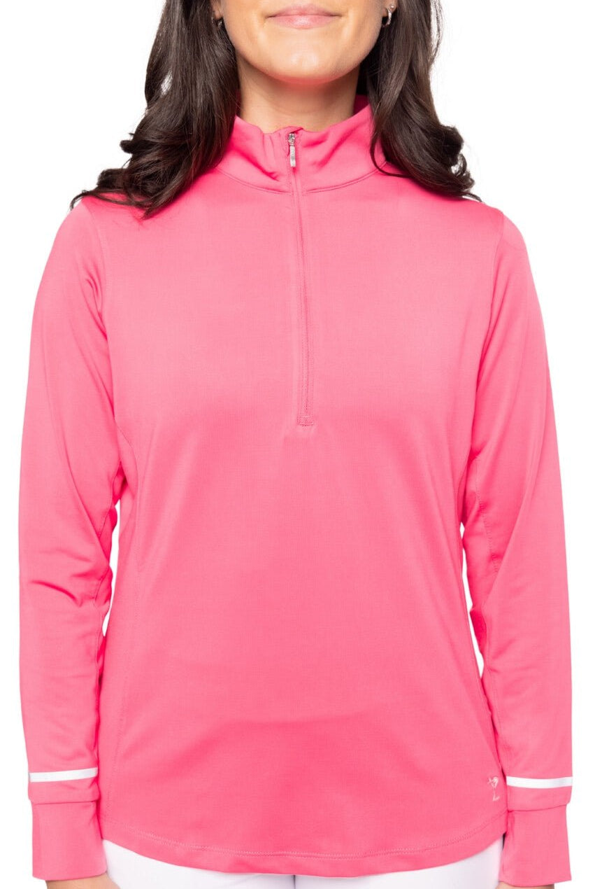 Hot Pink Fabulous Mock Pullover - GolftiniTops