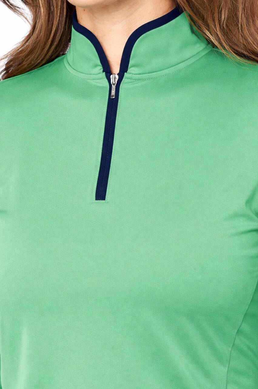 Kelly Green/Navy Sleeveless Cool Girl Mock Polo - GolftiniTops