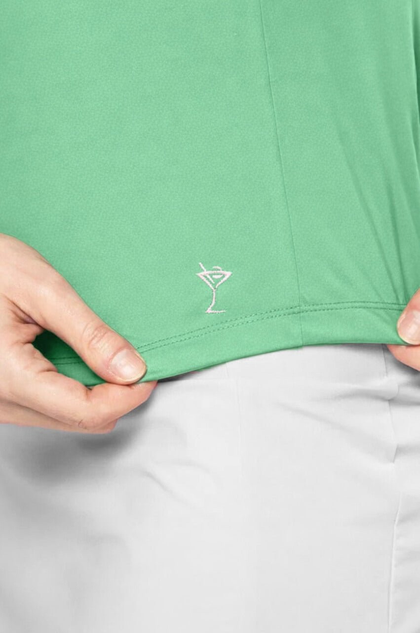 Kelly Green/Navy Sleeveless Cool Girl Mock Polo - GolftiniTops