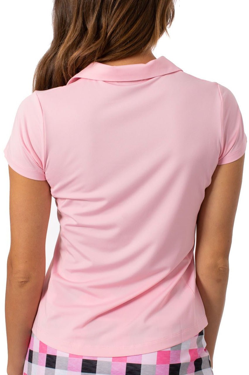 Light Pink Short Sleeve Ruffle Polo - GolftiniTops
