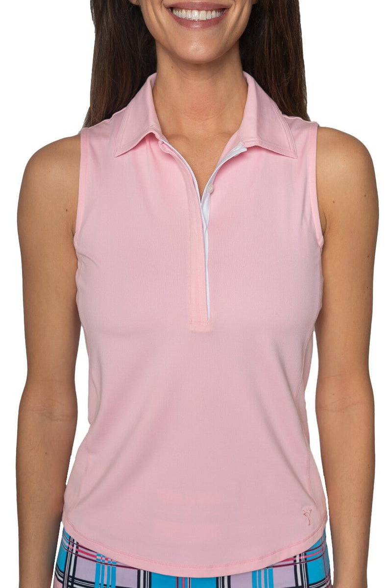 Women's Golf Polo Shirt Pink Sleeveless Top Ladies Golf Attire Clothes main image 1