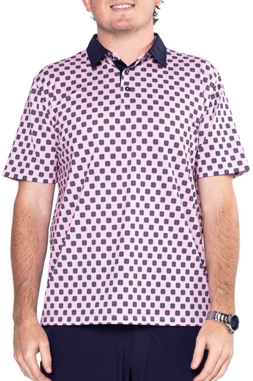 Men's Pink Medallion Pique Polo - GolftiniMen's Tops
