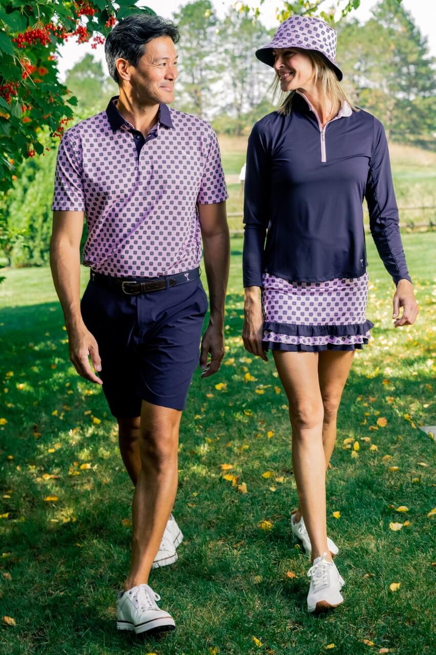 Men's Pink Medallion Pique Polo - GolftiniMen's Tops