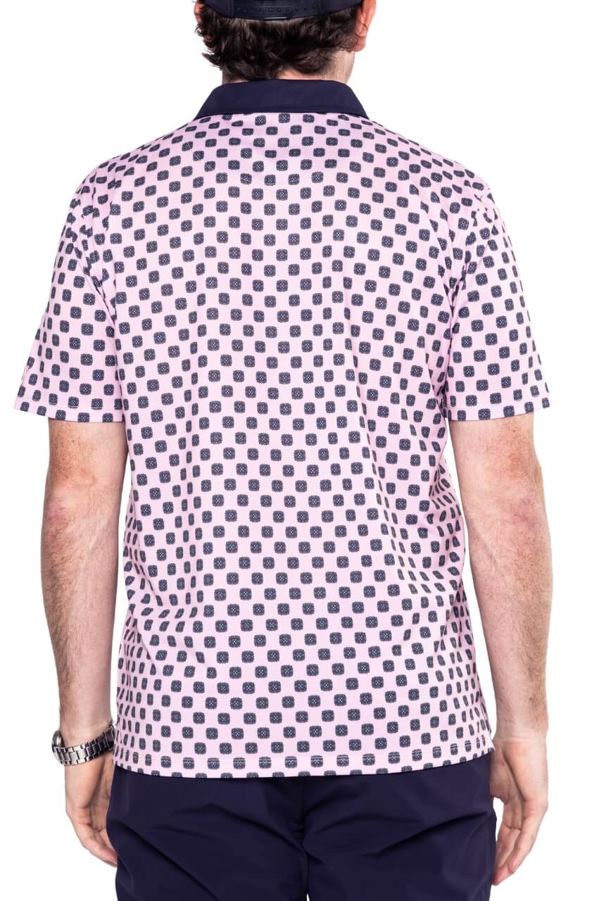 Men's Pink Medallion Pique Polo - GolftiniMen's Tops