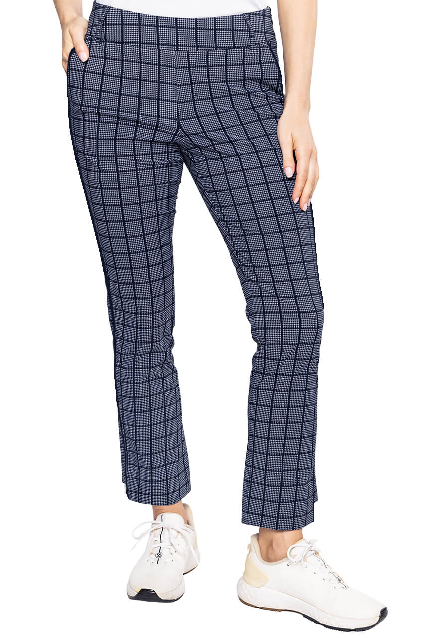 Navy Plaid Stretch Ankle Pant - GolftiniPant