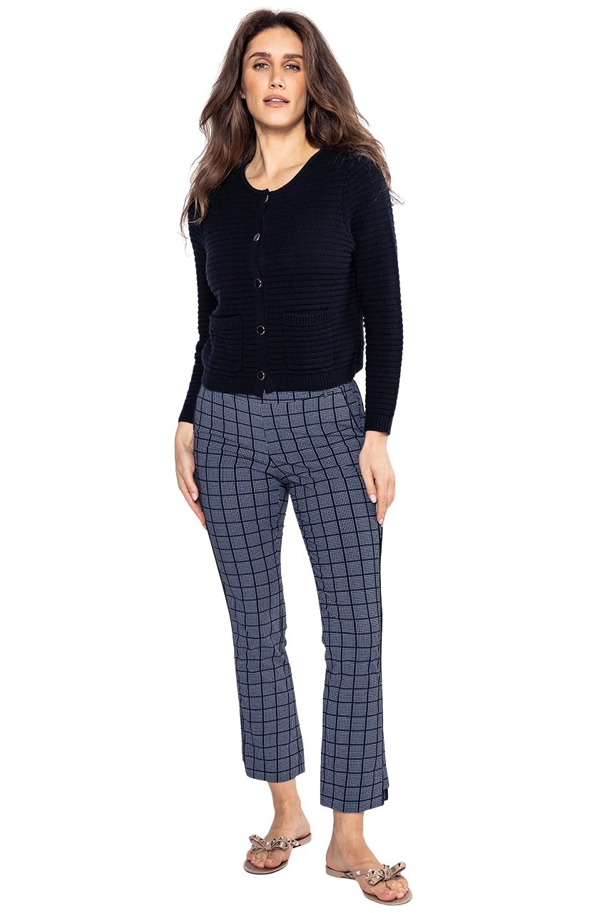 Navy Plaid Stretch Ankle Pant - GolftiniPant