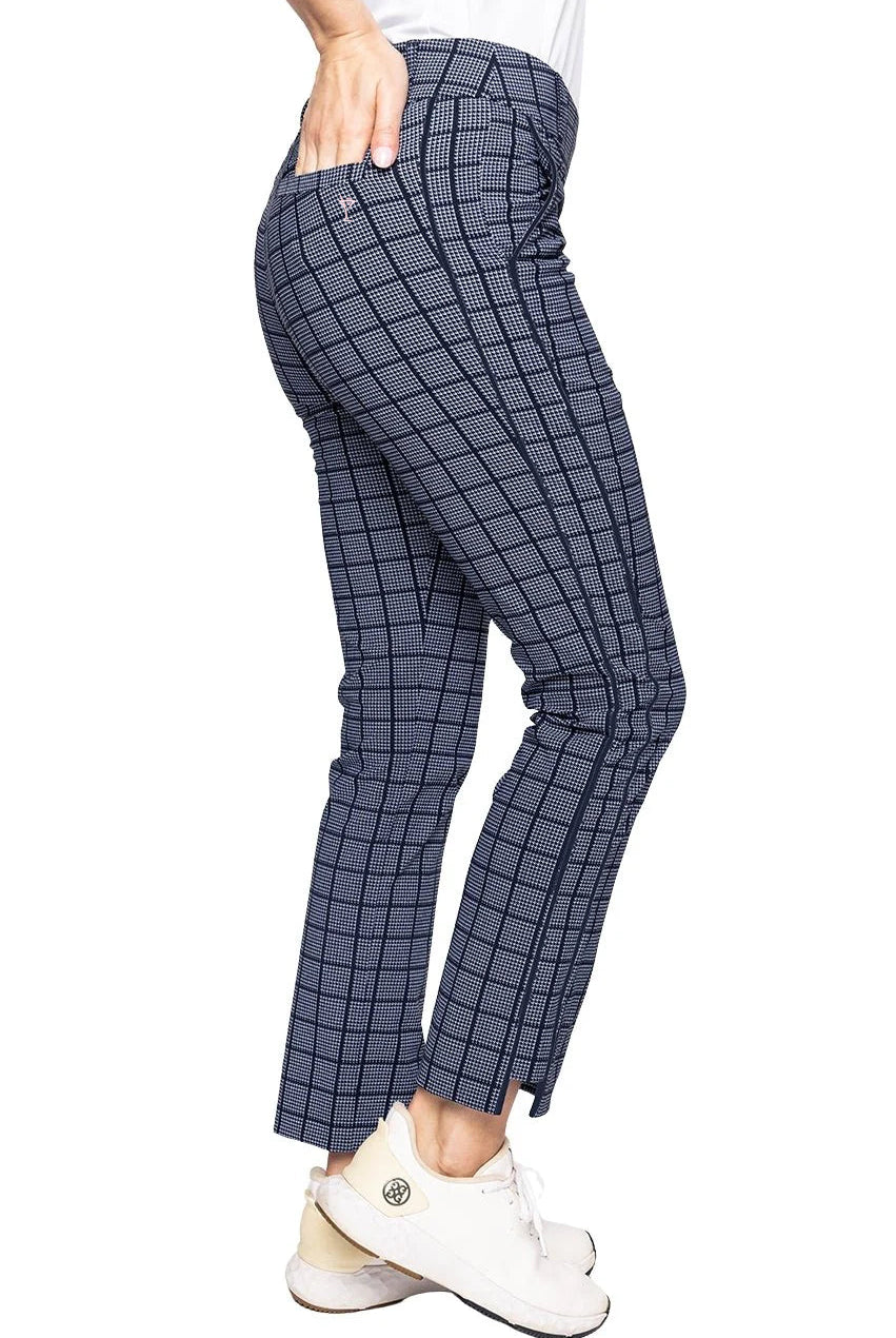 Navy Plaid Stretch Ankle Pant - GolftiniPant