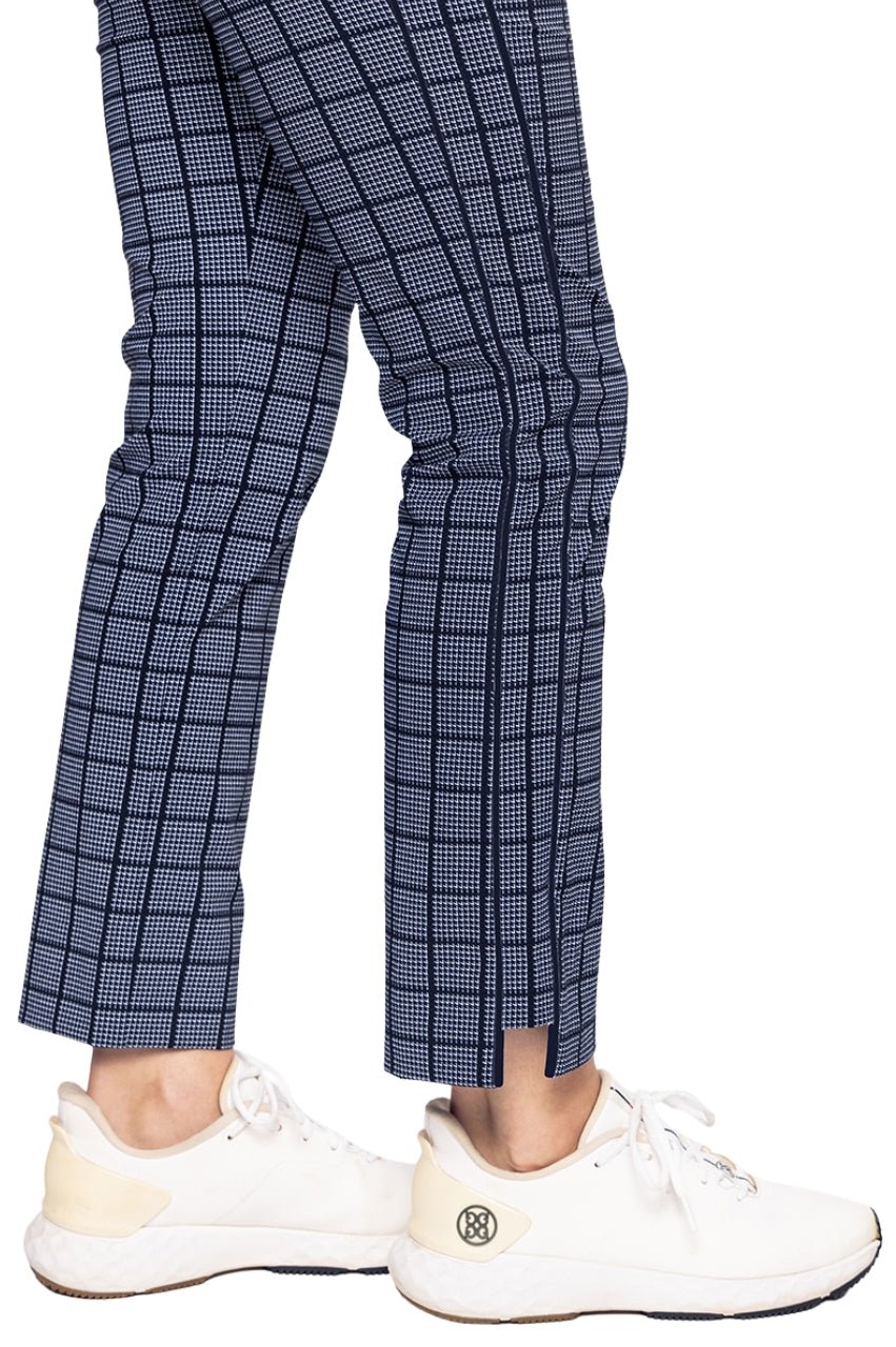 Navy Plaid Stretch Ankle Pant - GolftiniPant