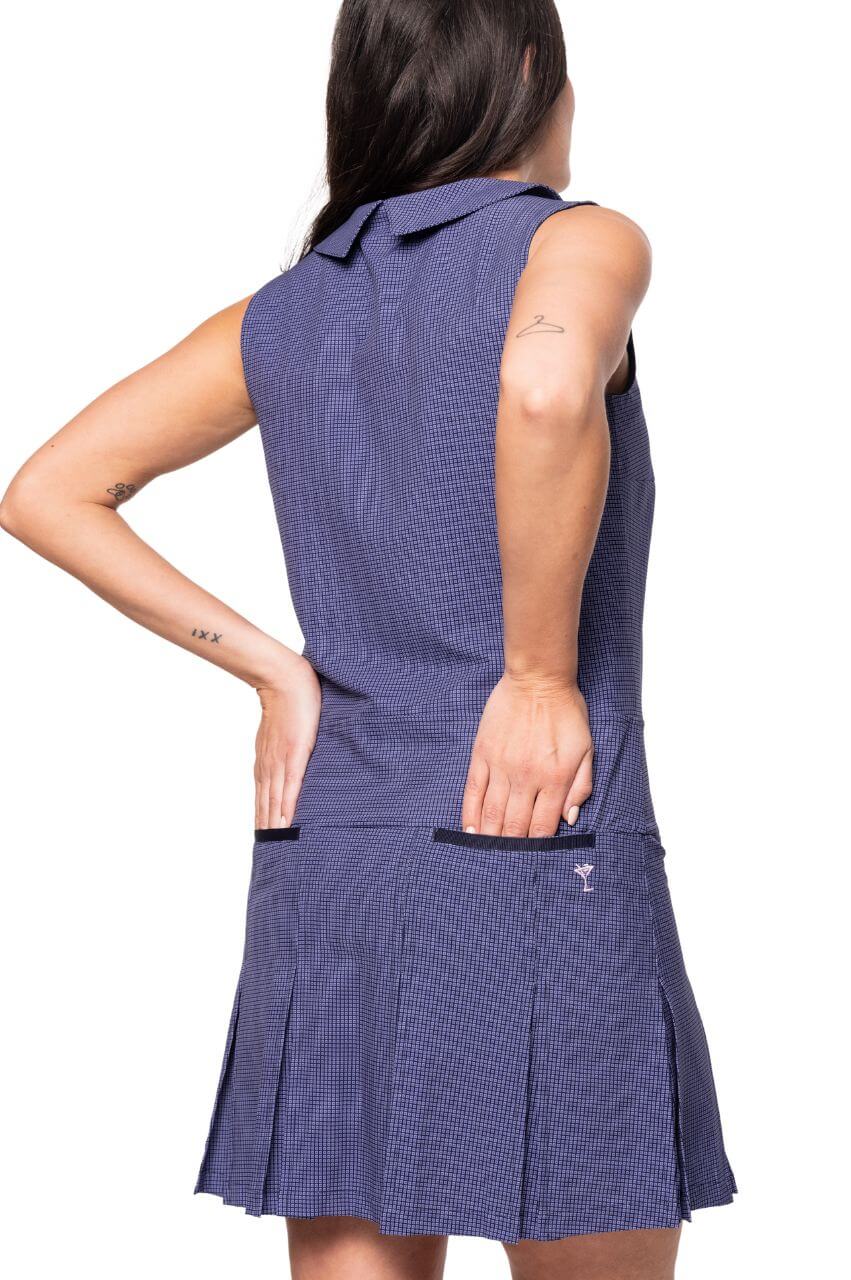 Navy Plaid Timeless Pleated Dress - GolftiniDress