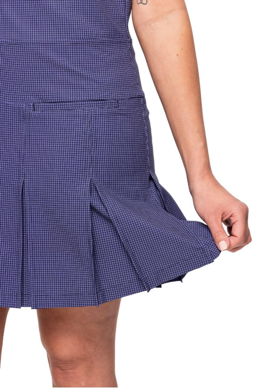 Navy Plaid Timeless Pleated Dress - GolftiniDress