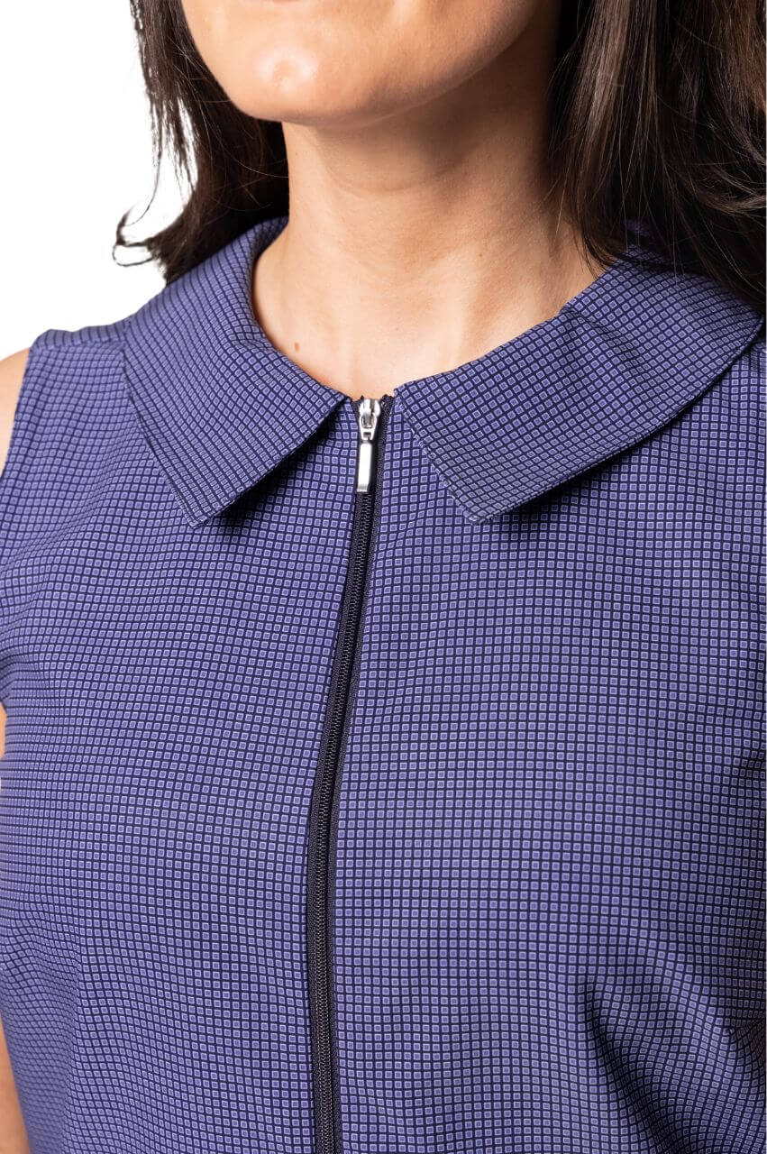 Navy Plaid Timeless Pleated Dress - GolftiniDress