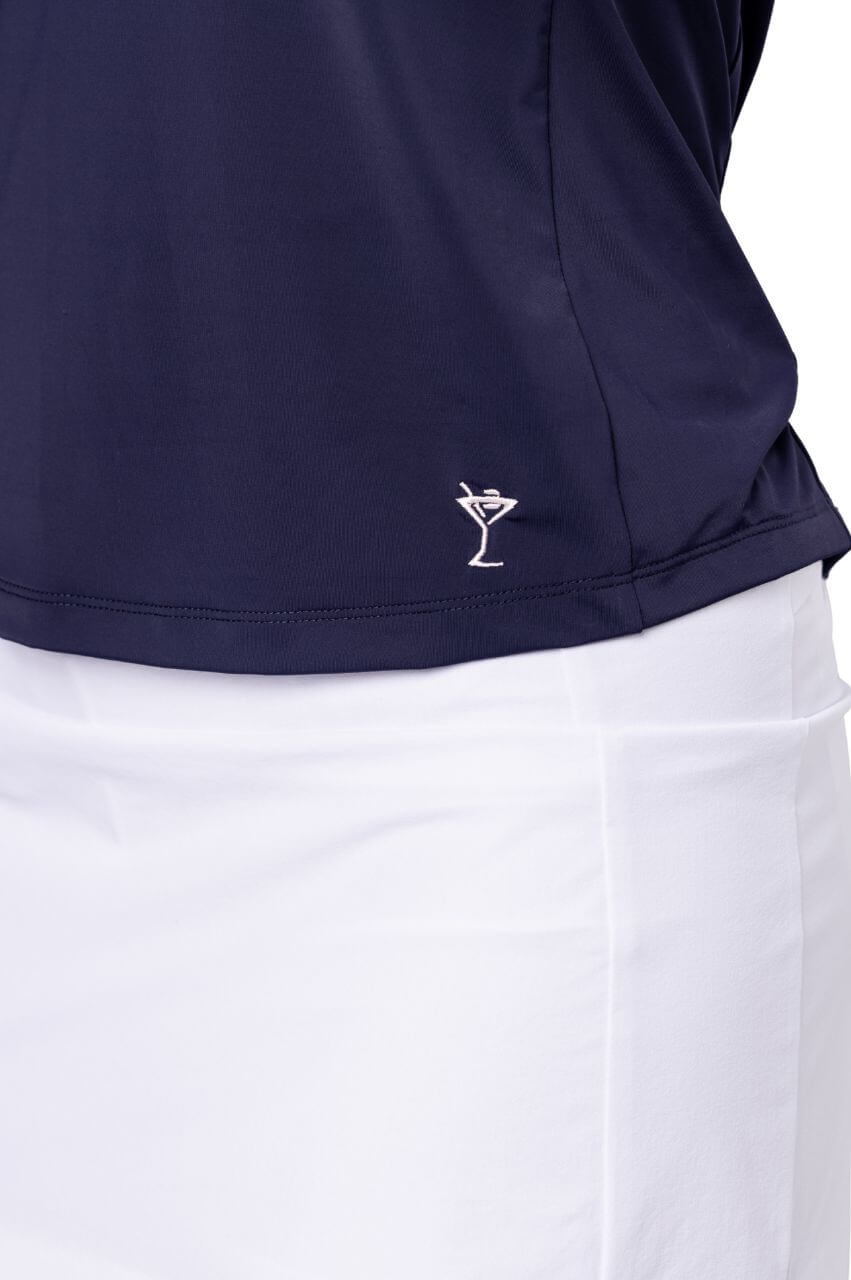Navy Say Yes Long Sleeve Sport Polo - GolftiniTops