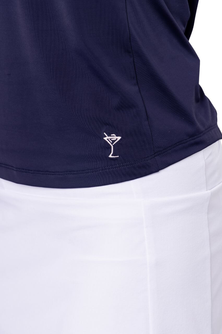 Navy Say Yes Sleeveless Sport Polo - GolftiniTops