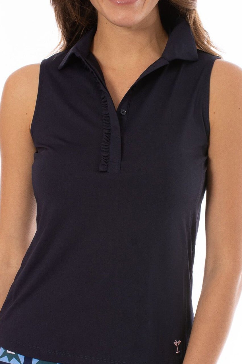 navy-sleeveless-ruffle-polo-