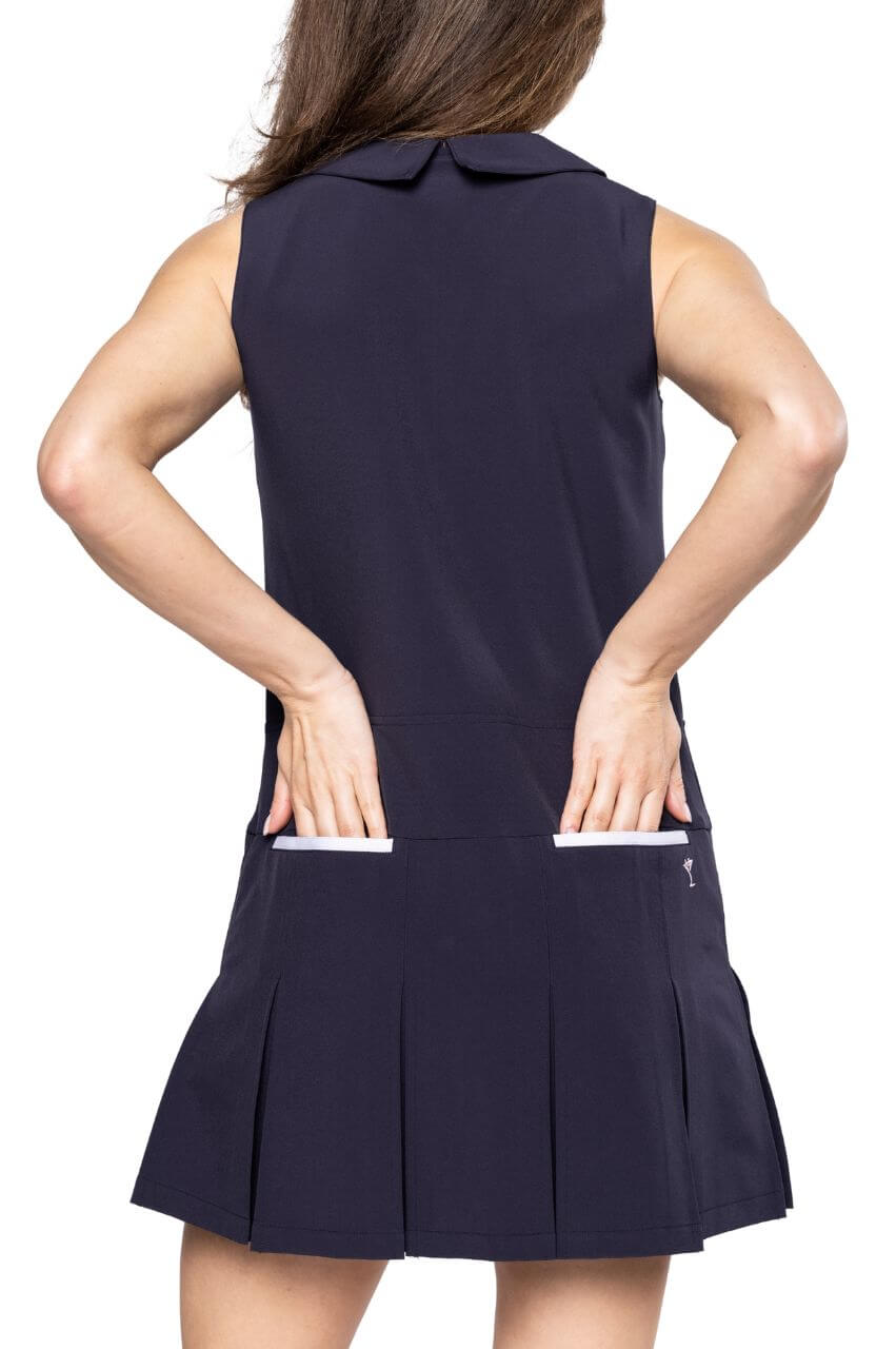 Navy Timeless Pleated Dress - GolftiniDress