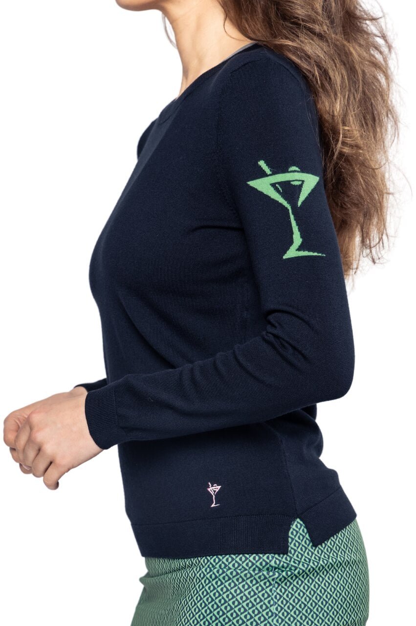 Navy/Kelly Green Martini Crewneck Sweater - GolftiniSweaters