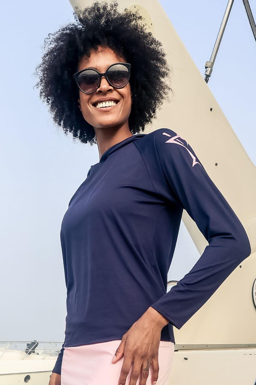 Navy/Rose Pink Martini Hoodie - GolftiniTops