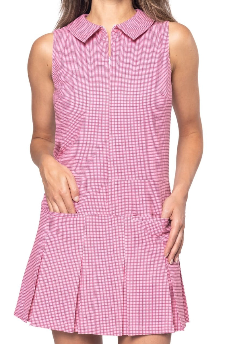 Women's Pink Plaid Pleated Sport Dress | Women's Golf Dress Golftini Women's Pink Plaid Pleated Sport Dress | Women's Golf Dress Golftini