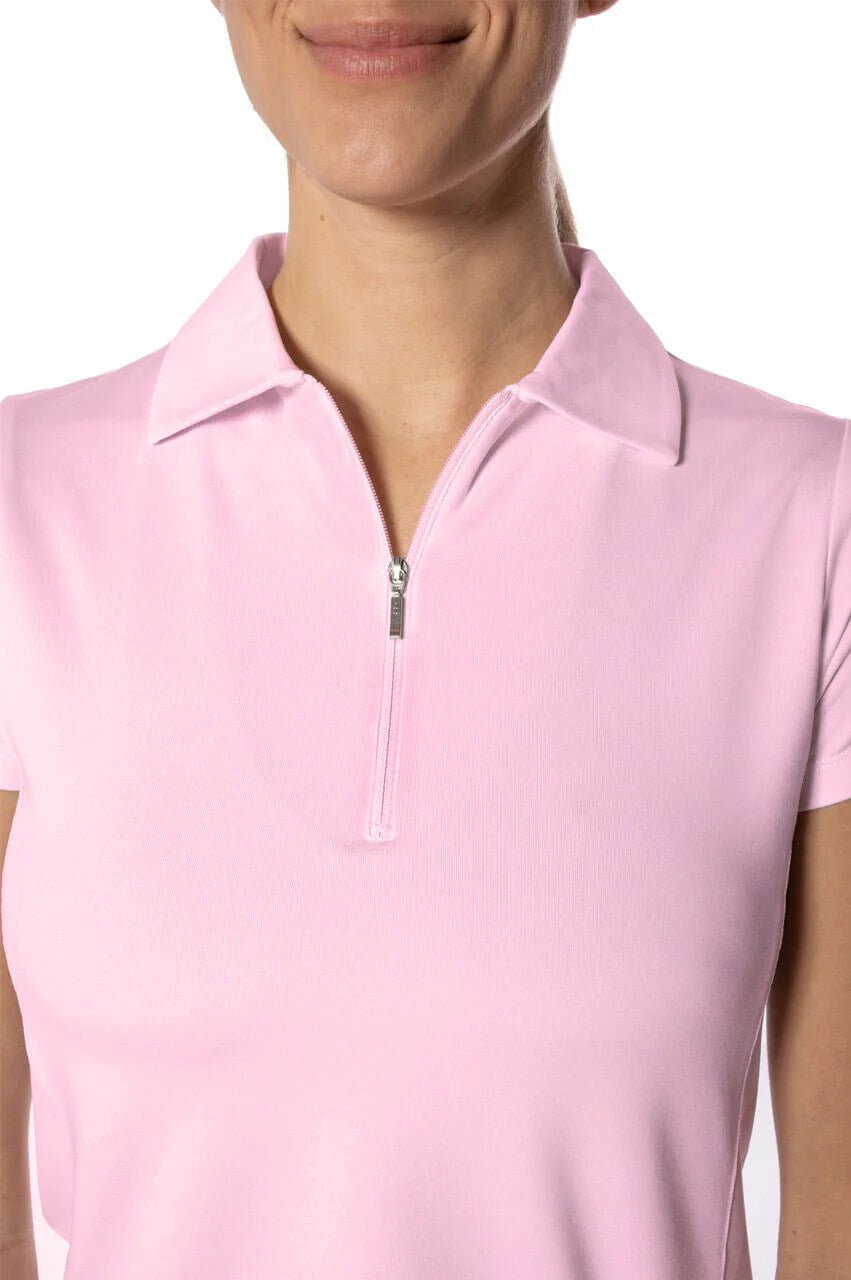 Rose Pink Short Sleeve Zip Polo - GolftiniTops