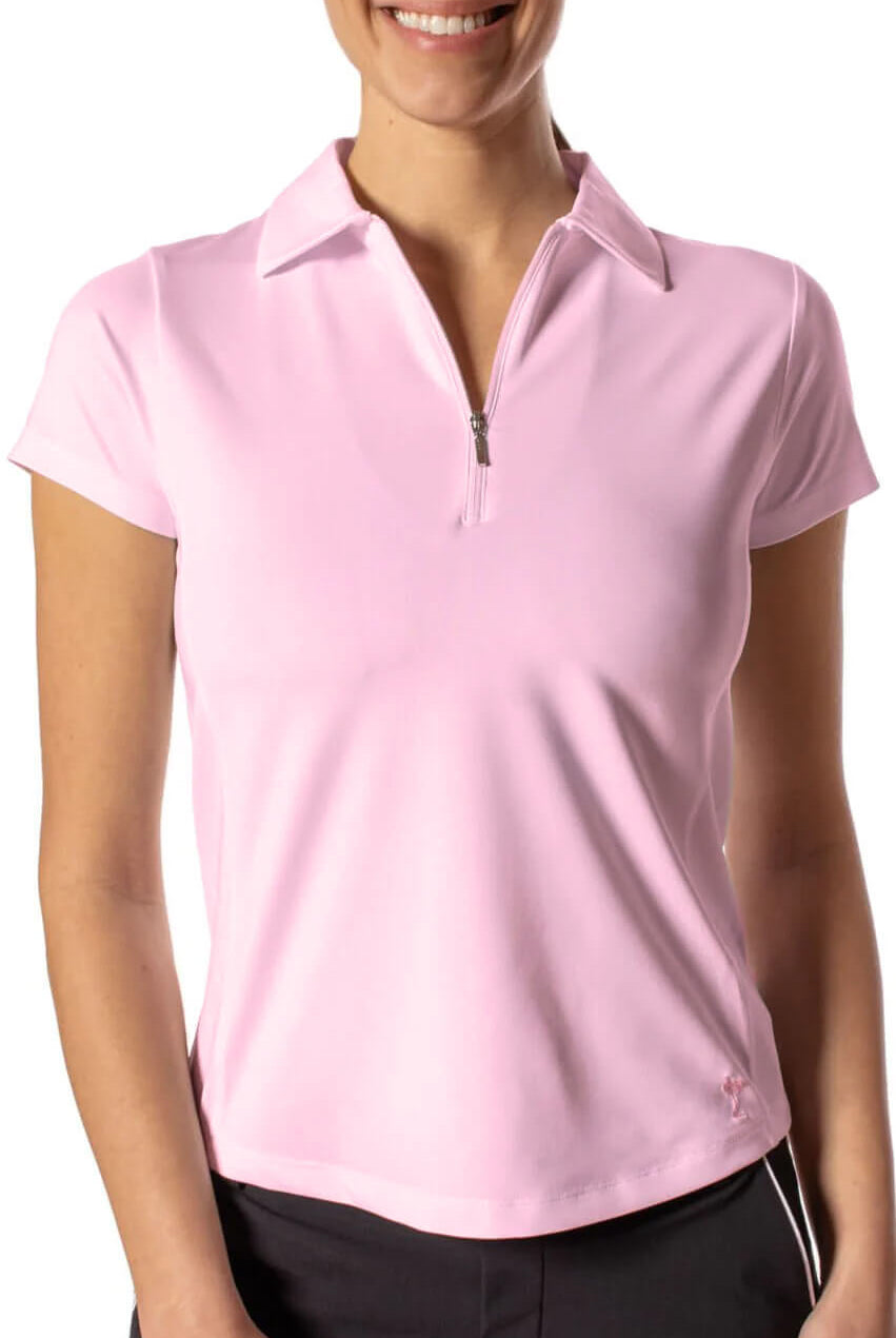 Rose Pink Short Sleeve Zip Polo - GolftiniTops