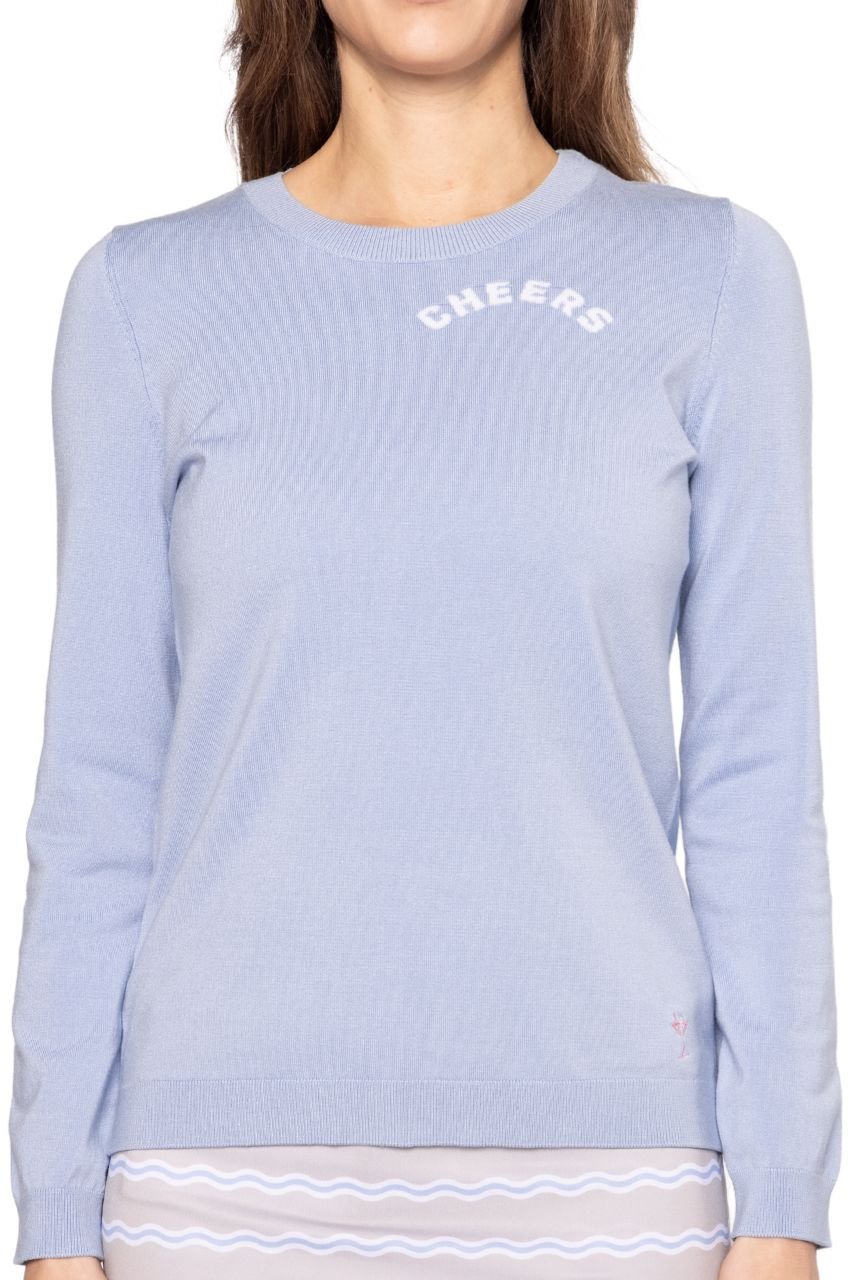 Seersucker Blue CHEERS Crewneck Sweater - GolftiniSweaters