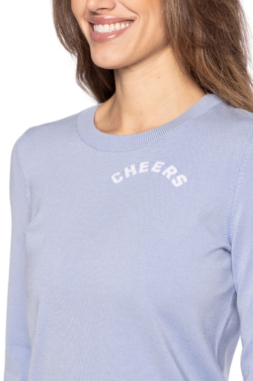 Seersucker Blue CHEERS Crewneck Sweater - GolftiniSweaters