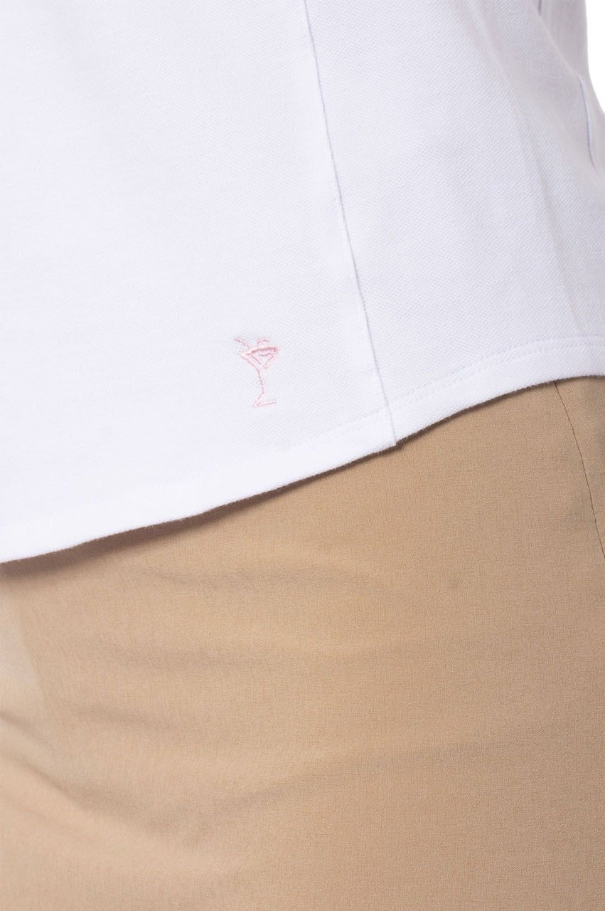 Sleeveless Stretch Pique Cotton Polo with White Ric Rac Trim - GolftiniTops