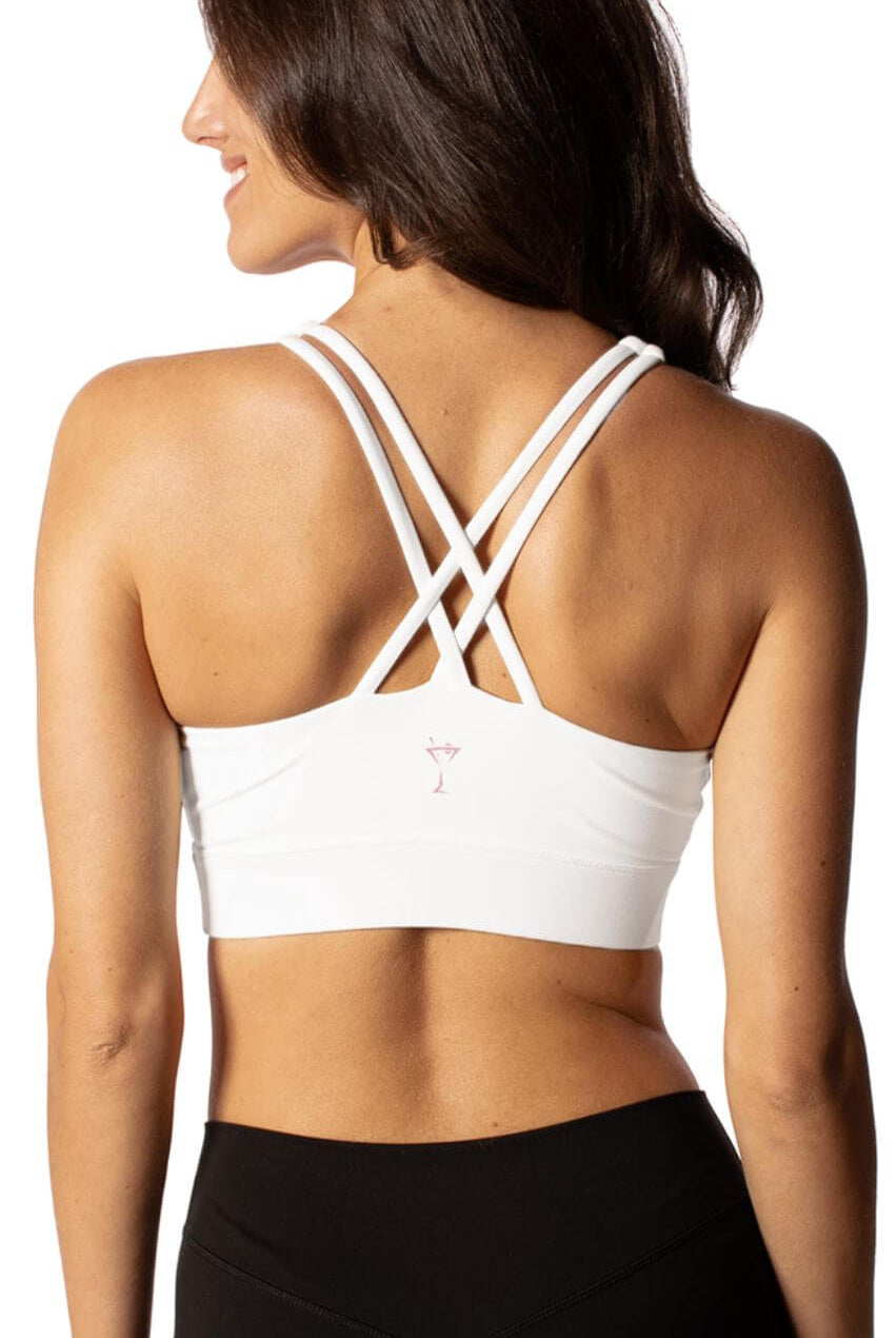 White Crossover Sports Bra - GolftiniTops