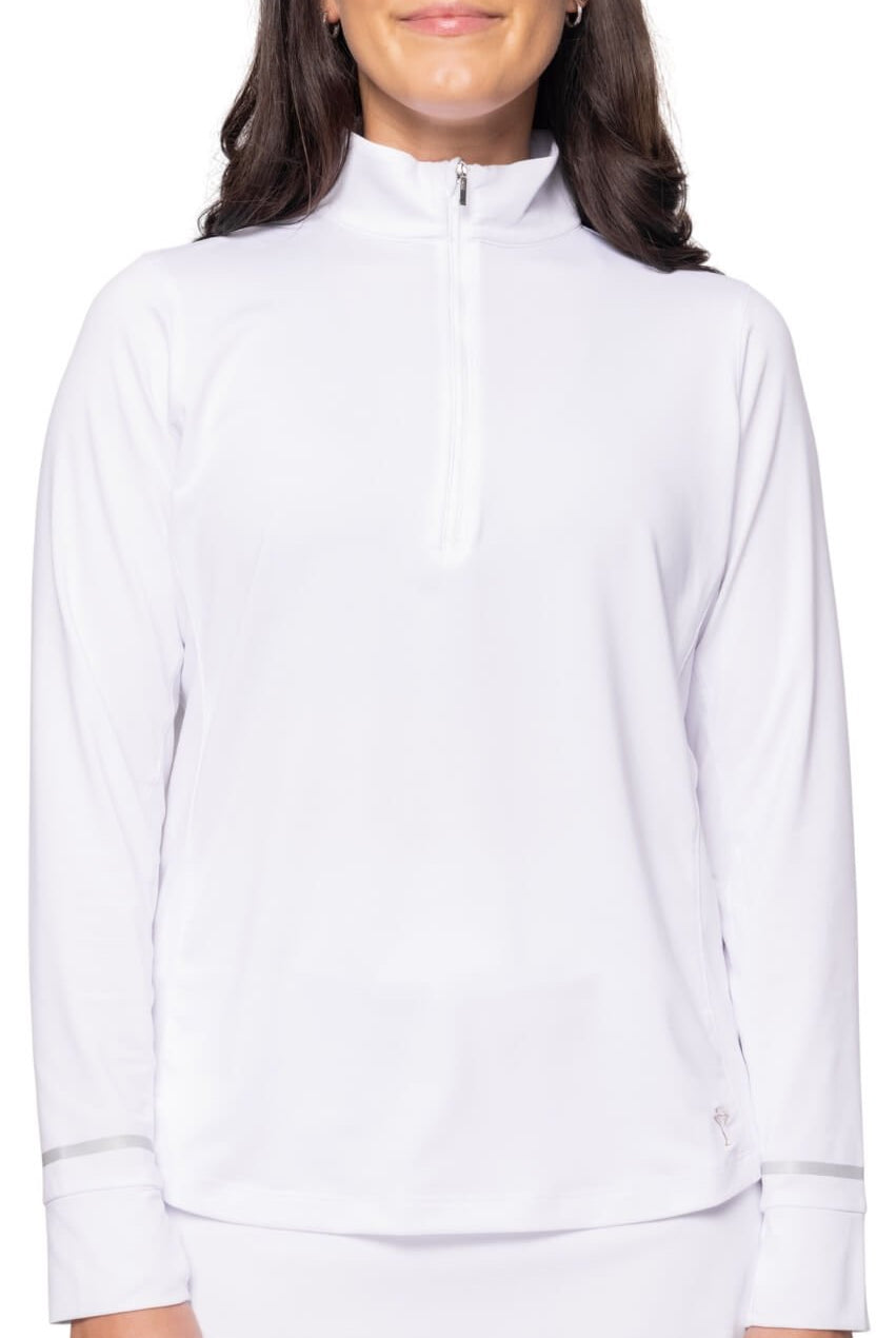 White Fabulous Mock Pullover - GolftiniTops