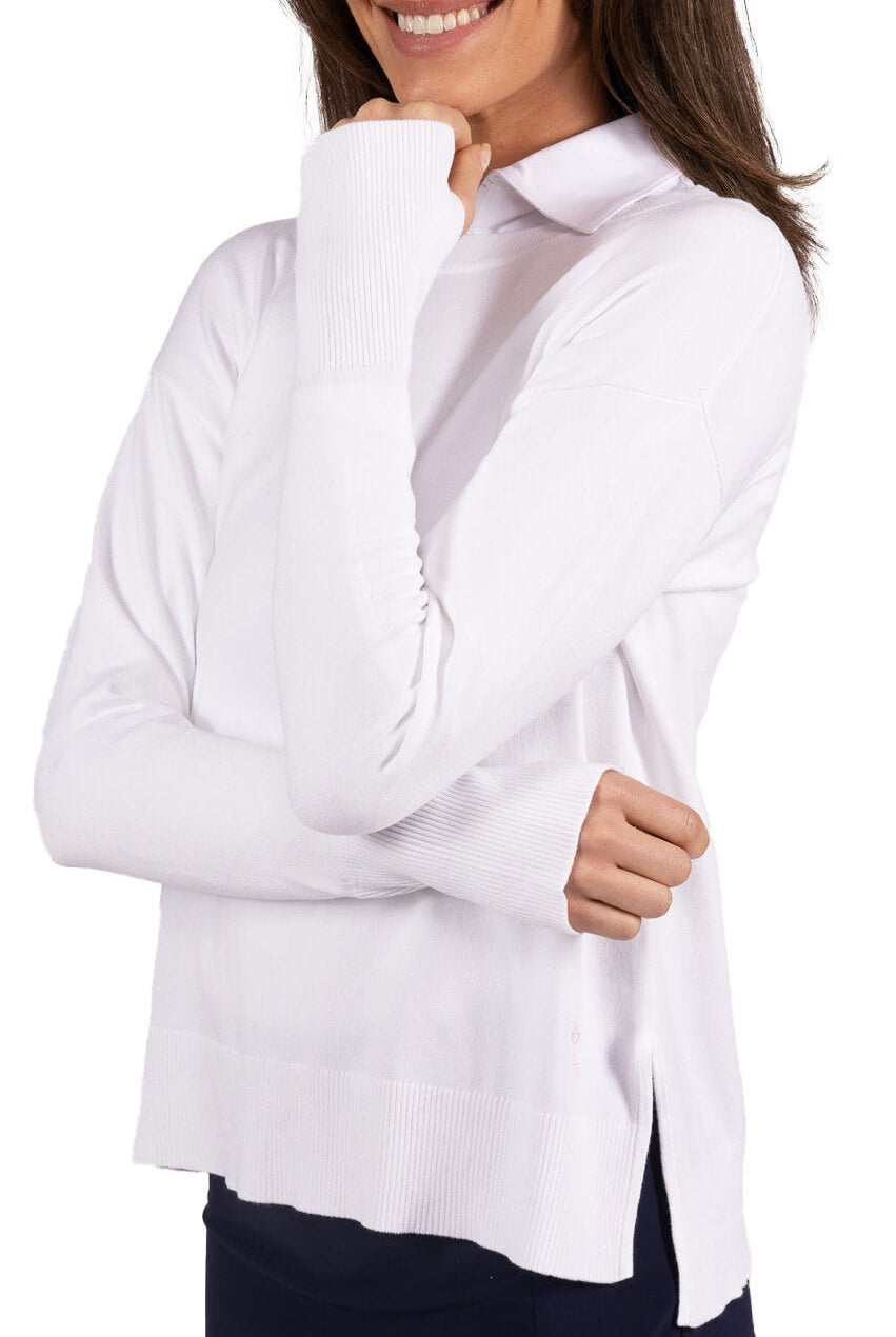 White Relaxed Fit Sweater - GolftiniSweaters