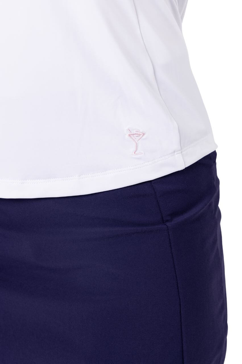 White Say Yes Long Sleeve Sport Polo - GolftiniTops
