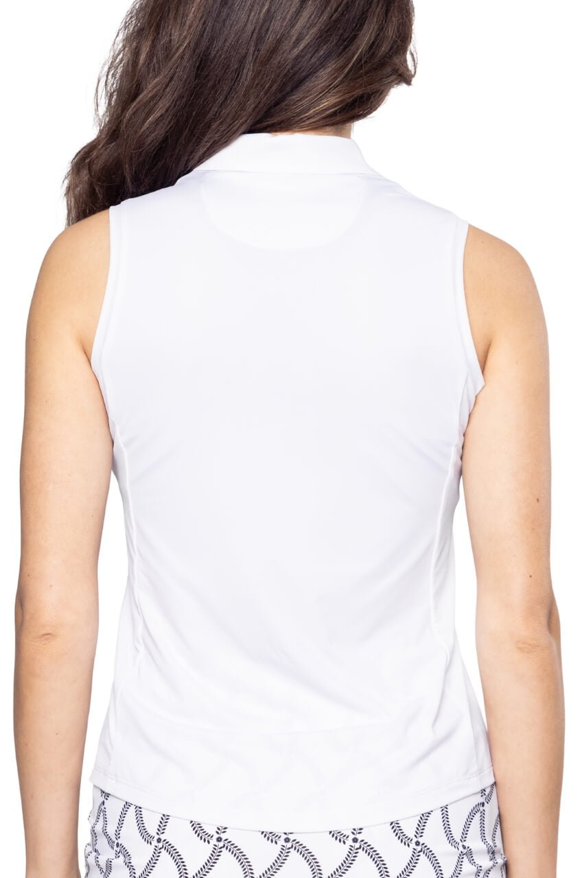 White Sleeveless Cool Girl Polo - GolftiniTops