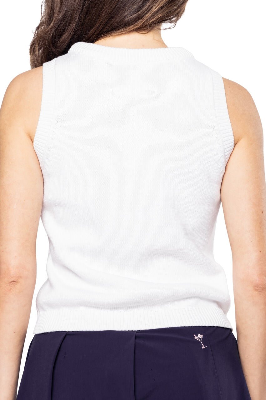 White Varsity Sweater Vest - GolftiniSweaters