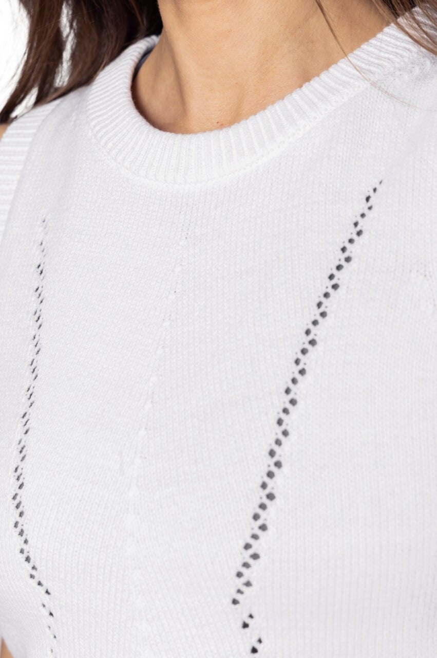 White Varsity Sweater Vest - GolftiniSweaters