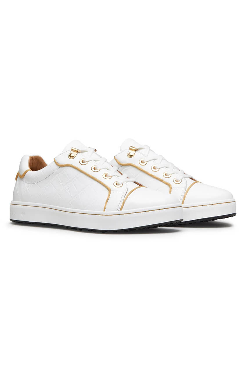 White/Gold Buckingham Shoe - GolftiniGolf Shoes