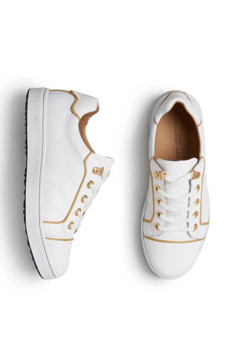 White/Gold Buckingham Shoe - GolftiniGolf Shoes