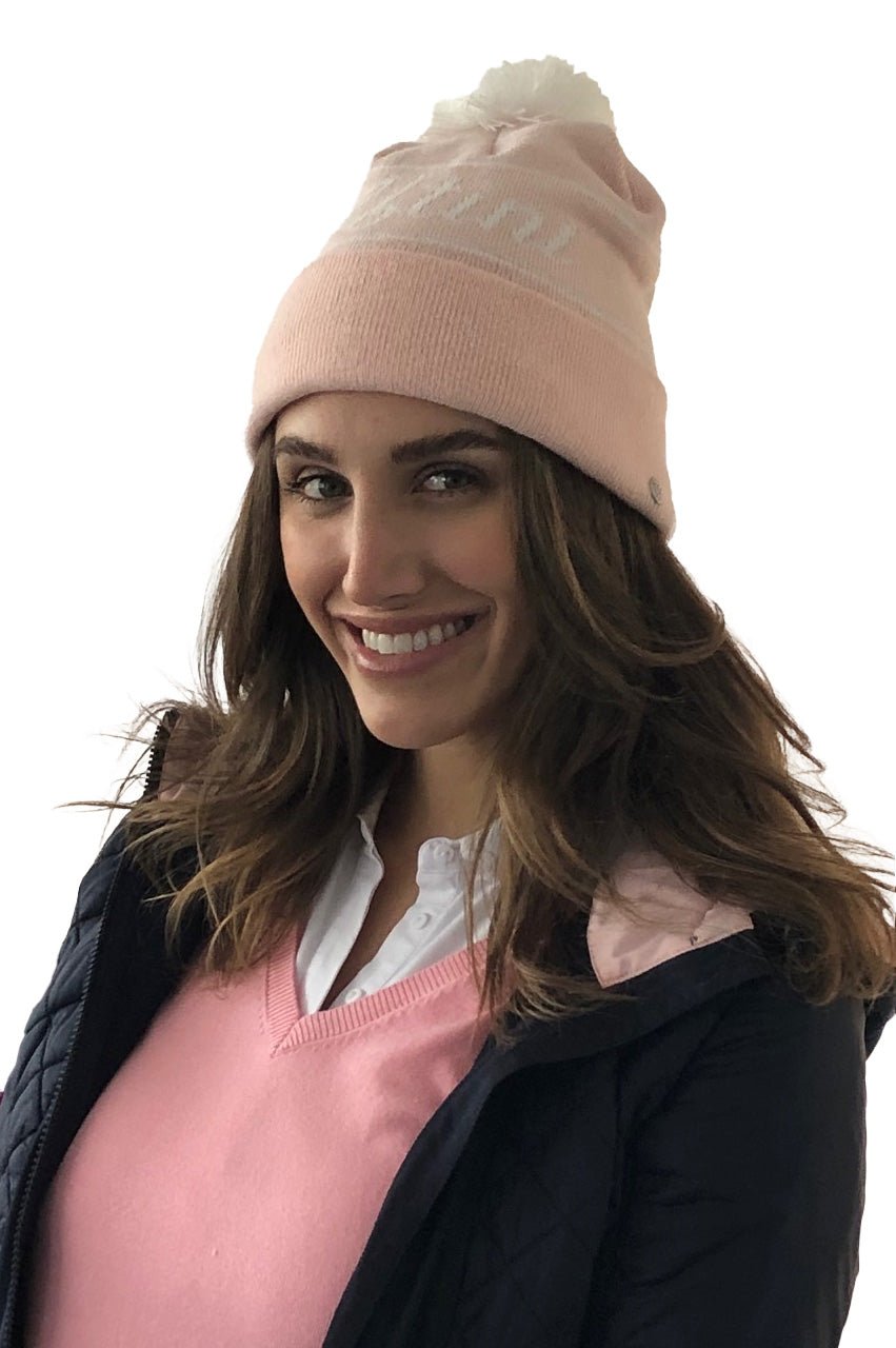Women's Light Pink Fleece Lined Winter Knit - GolftiniHats & Visors
