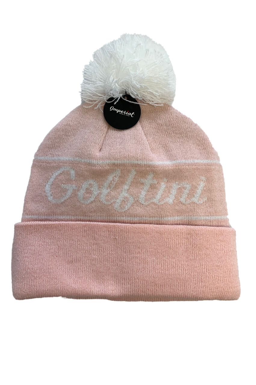 Women's Light Pink Fleece Lined Winter Knit - GolftiniHats & Visors