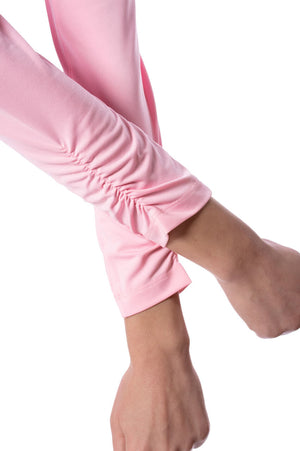 Light Pink Long Sleeve Zip Mock Polo