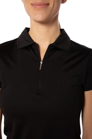 Black Short Sleeve Zip Polo