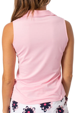 Sleeveless womens  golf top in  Light Pink