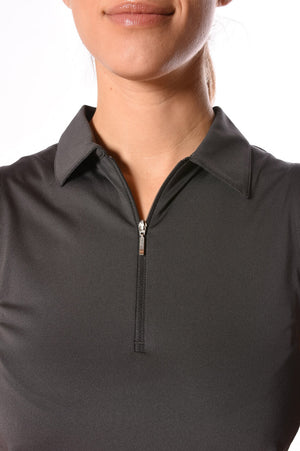Cute womens golf polo in charcoal with zipper