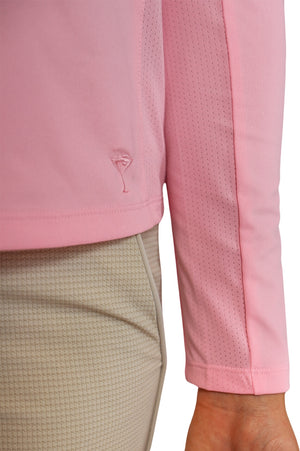 Light Pink Long Sleeve Ruffle Polo